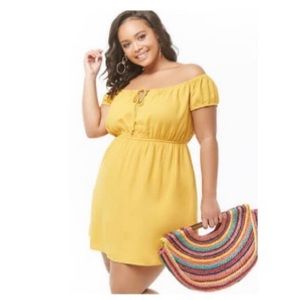 Yellow off the shoulder dress